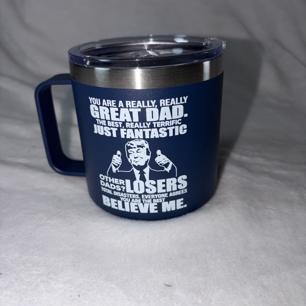 Funny Trump Greatest Dad Coffee Mug/ Lid Father's‎ Day Political Ultra Maga New